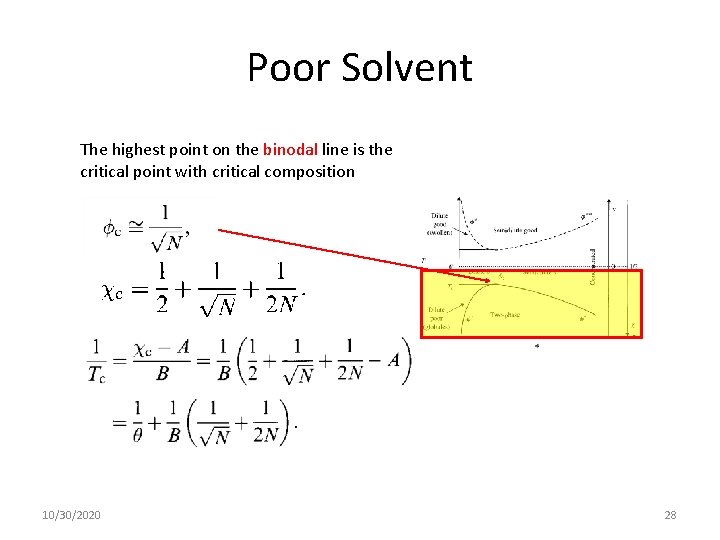 Poor Solvent The highest point on the binodal line is the critical point with