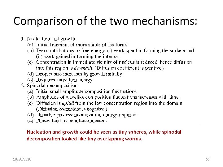 Comparison of the two mechanisms: Nucleation and growth could be seen as tiny spheres, Comparison of the two mechanisms: Nucleation and growth could be seen as tiny spheres,