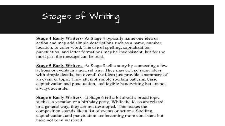 Stages of Writing 
