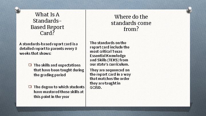 What Is A Standards. Based Report Card? A standards-based report card is a detailed