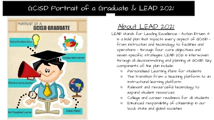 GCISD Portrait of a Graduate & LEAD 2021 About LEAD 2021 LEAD stands for