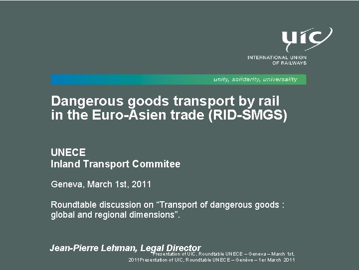 Dangerous goods transport by rail in the EuroAsien