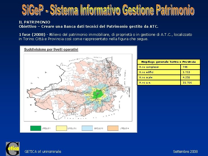 IL PATRIMONIO Obiettivo – Creare una Banca dati tecnici del Patrimonio gestito da ATC.
