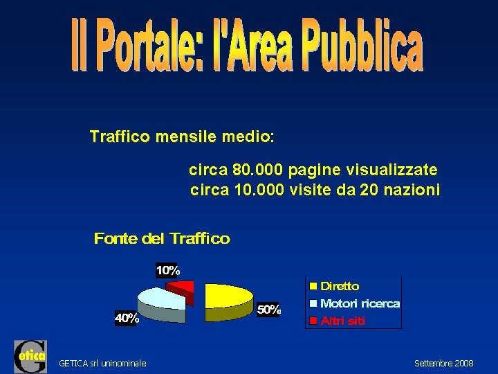Traffico mensile medio: circa 80. 000 pagine visualizzate circa 10. 000 visite da 20