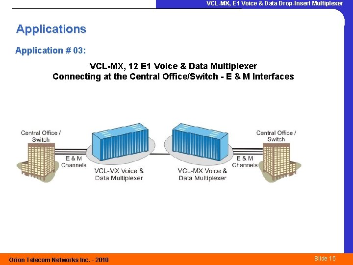 VCL-MX, E 1 Voice & Data Drop-Insert Multiplexer Applications Application # 03: VCL-MX, 12