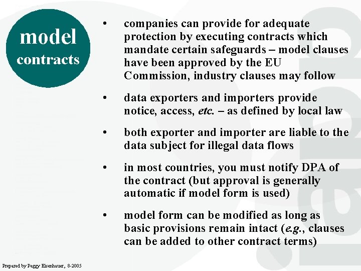 model • companies can provide for adequate protection by executing contracts which mandate certain