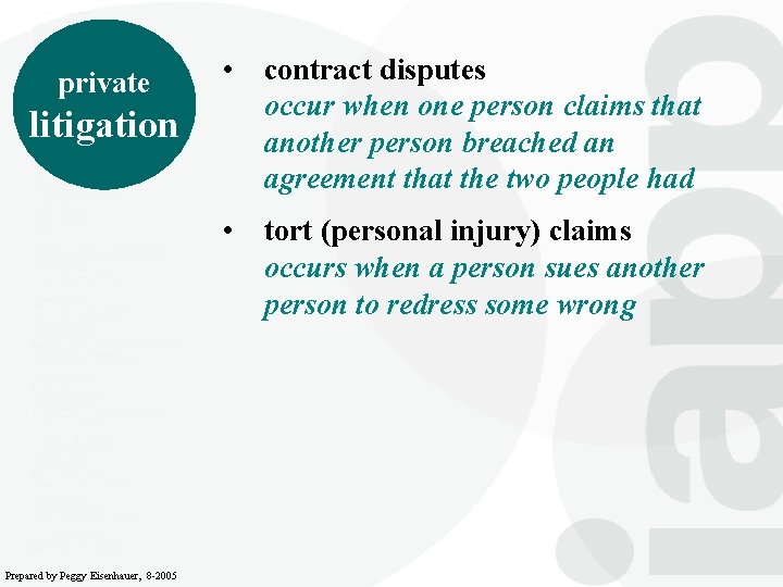 private litigation • contract disputes occur when one person claims that another person breached