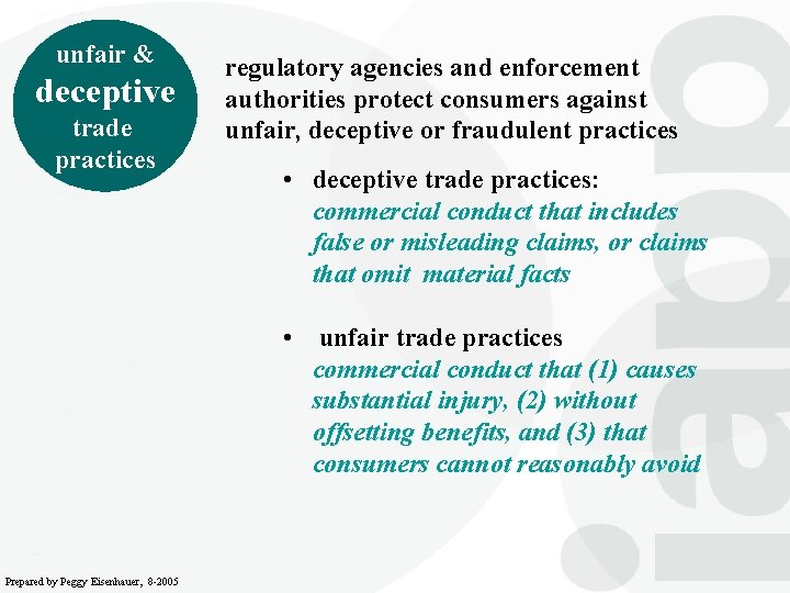 unfair & deceptive trade practices regulatory agencies and enforcement authorities protect consumers against unfair,