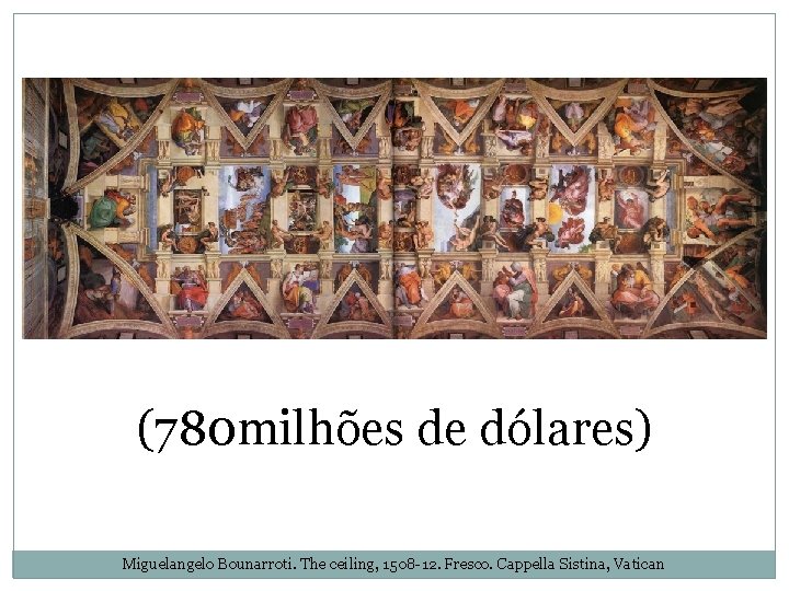 (780 milhões de dólares) Miguelangelo Bounarroti. The ceiling, 1508 -12. Fresco. Cappella Sistina, Vatican