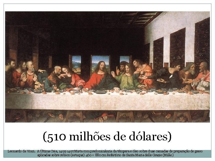 (510 milhões de dólares) Leonardo da Vinci. A Última Ceia, 1495 -1497 Mista com