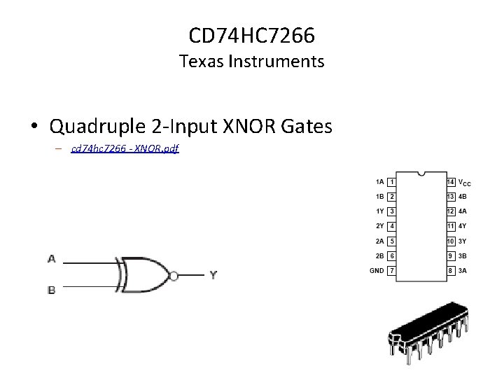CD 74 HC 7266 Texas Instruments • Quadruple 2 -Input XNOR Gates – cd