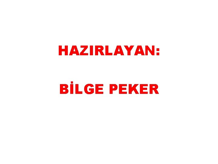 HAZIRLAYAN: BİLGE PEKER 