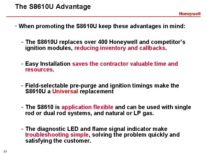 The S 8610 U Advantage • When promoting the S 8610 U keep these