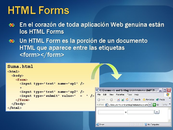 HTML Forms En el corazón de toda aplicación Web genuina están los HTML Forms