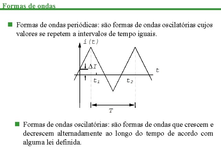 Formas de ondas n Formas de ondas periódicas: são formas de ondas oscilatórias cujos