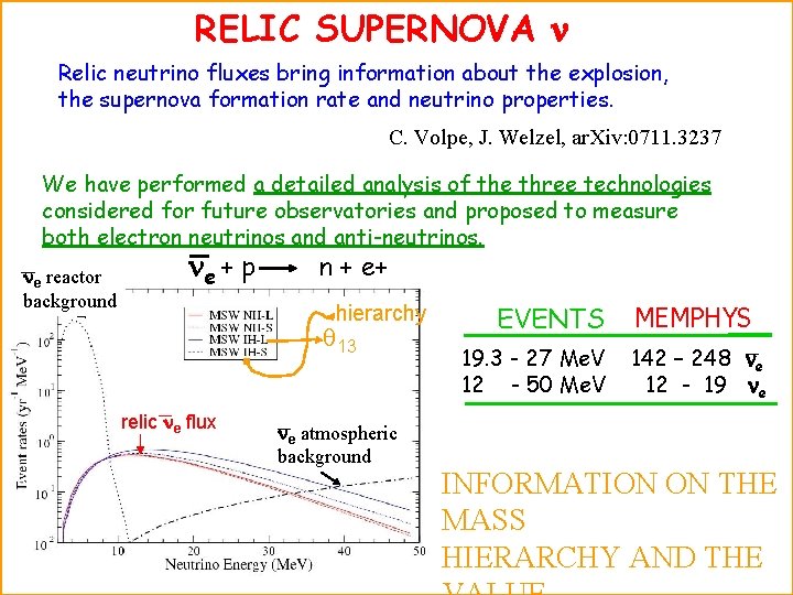 RELIC SUPERNOVA n Relic neutrino fluxes bring information about the explosion, the supernova formation