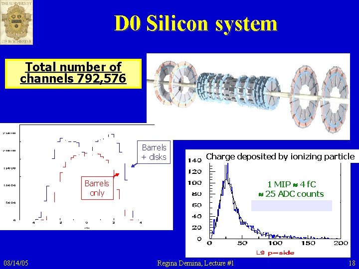 D 0 Silicon system Total number of channels 792, 576 Barrels + disks Charge D 0 Silicon system Total number of channels 792, 576 Barrels + disks Charge