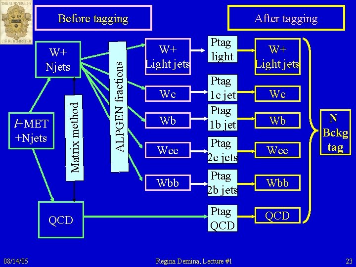 l+MET +Njets Matrix method W+ Njets QCD 08/14/05 ALPGEN fractions Before tagging After tagging l+MET +Njets Matrix method W+ Njets QCD 08/14/05 ALPGEN fractions Before tagging After tagging