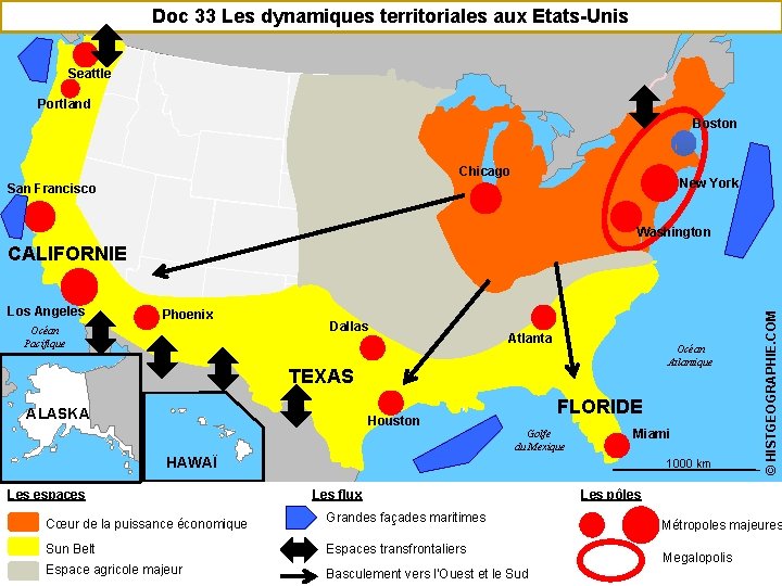 Doc 33 Les dynamiques territoriales aux Etats-Unis Seattle Portland Boston Chicago New York San