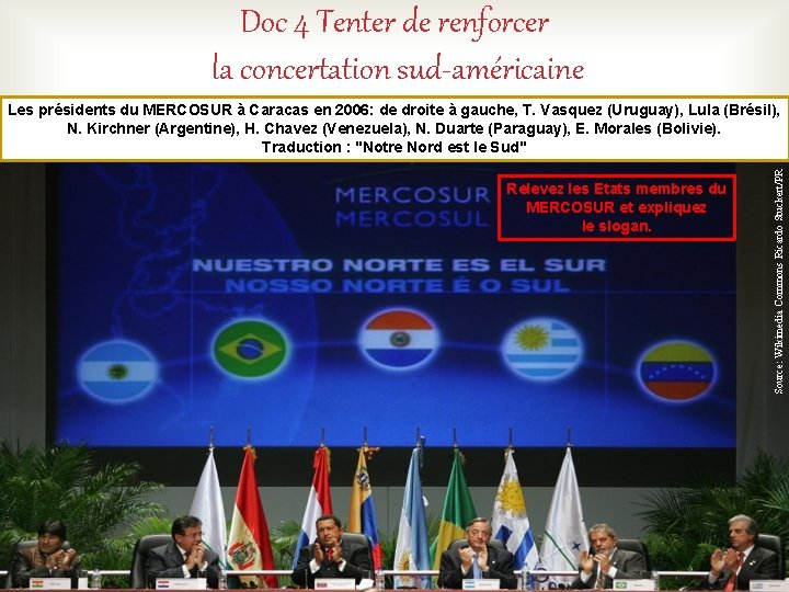 Doc 4 Tenter de renforcer la concertation sud-américaine Relevez les Etats membres du MERCOSUR