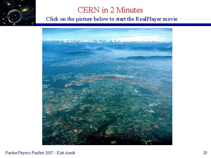 CERN in 2 Minutes Click on the picture below to start the Real. Player