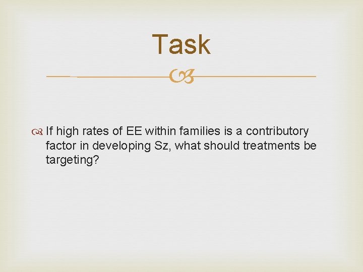 Task If high rates of EE within families is a contributory factor in developing