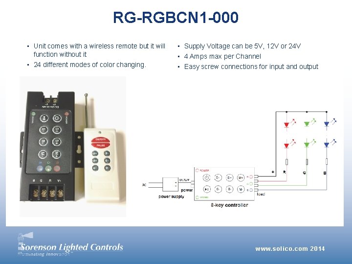 RG-RGBCN 1 -000 • Unit comes with a wireless remote but it will function