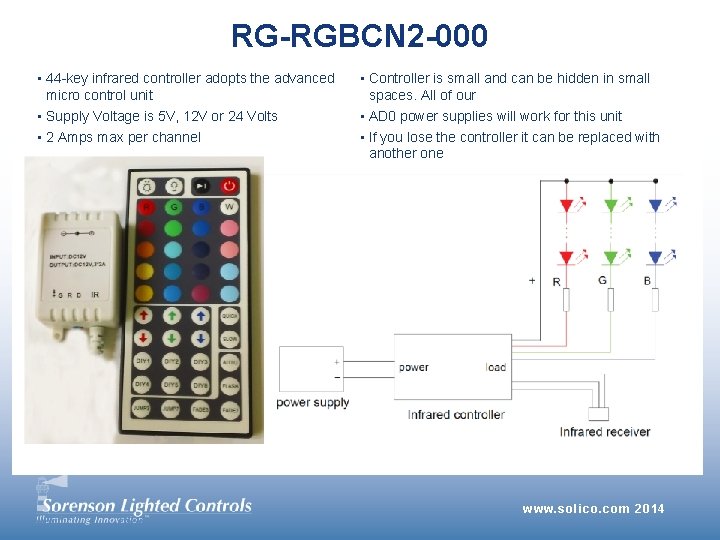 RG-RGBCN 2 -000 • 44 -key infrared controller adopts the advanced micro control unit