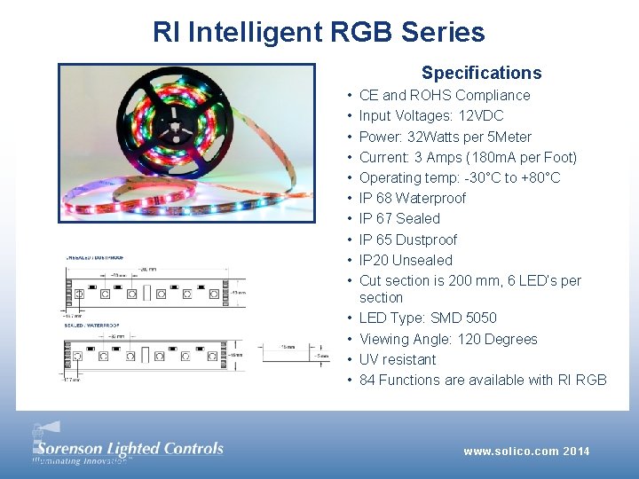 RI Intelligent RGB Series Specifications • • • • CE and ROHS Compliance Input