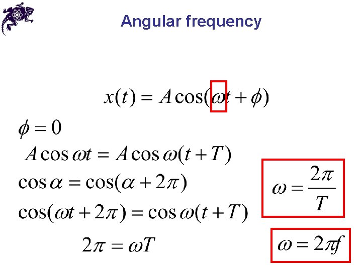 Angular frequency Angular frequency