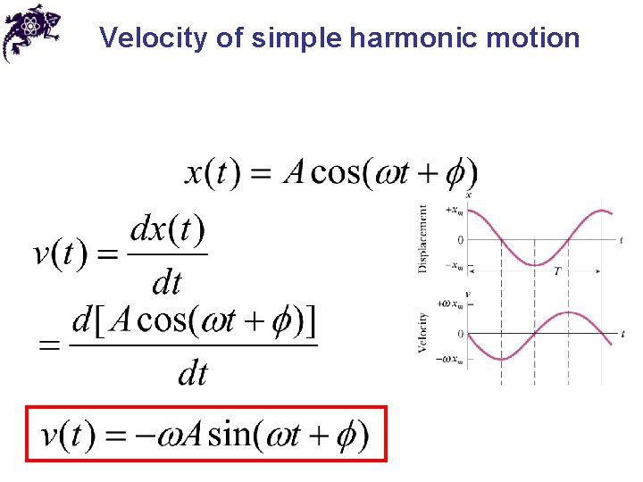 Velocity of simple harmonic motion Velocity of simple harmonic motion