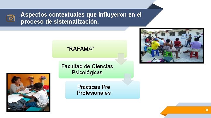 Aspectos contextuales que influyeron en el proceso de sistematización. “RAFAMA” Facultad de Ciencias Psicológicas