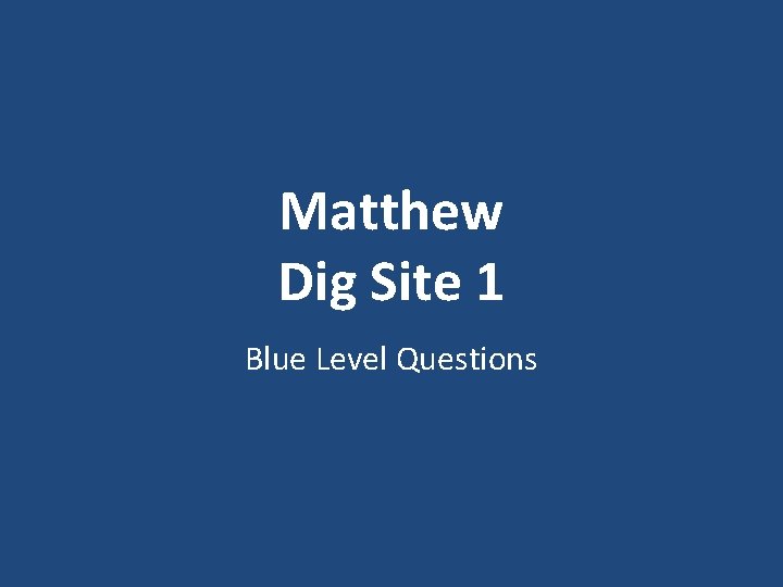 Matthew Dig Site 1 Blue Level Questions 