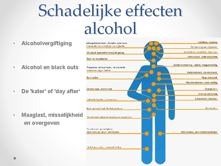 Schadelijke effecten alcohol • Alcoholvergiftiging • Alcohol en black outs • De 'kater' of