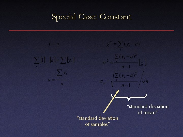 Special Case: Constant “standard deviation of samples” “standard deviation of mean” 