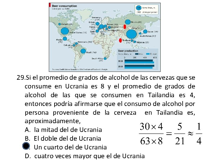 29. Si el promedio de grados de alcohol de las cervezas que se consume