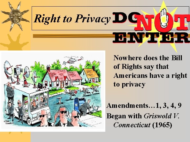 Right to Privacy Nowhere does the Bill of Rights say that Americans have a