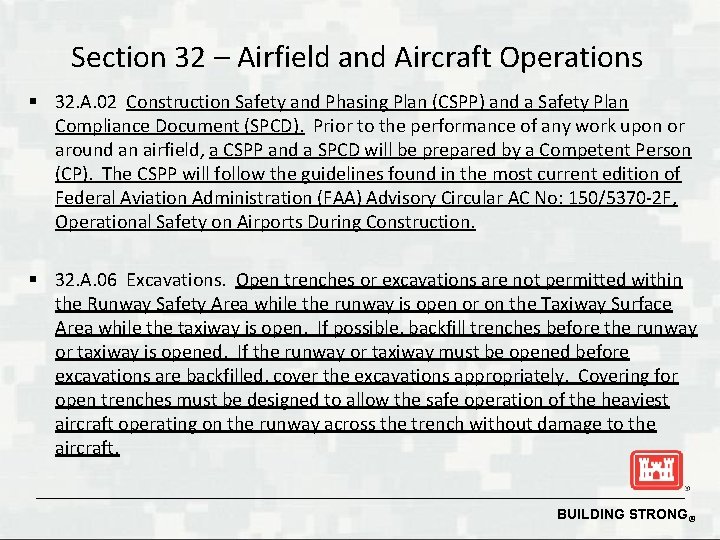 Section 32 – Airfield and Aircraft Operations § 32. A. 02 Construction Safety and