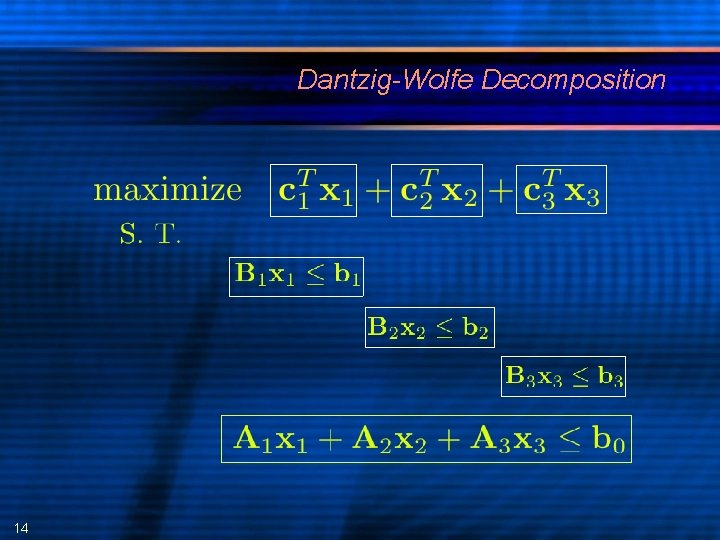 Dantzig-Wolfe Decomposition 14 