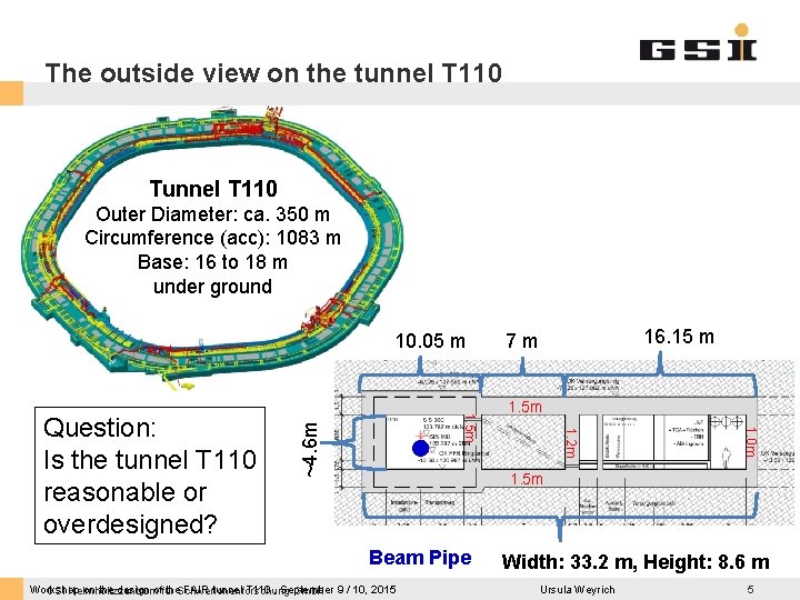 The outside view on the tunnel T 110 Tunnel T 110 Outer Diameter: ca.