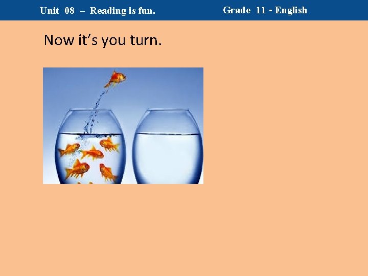 Unit 08 – Reading is fun. Now it’s you turn. Grade 11 - English Unit 08 – Reading is fun. Now it’s you turn. Grade 11 - English