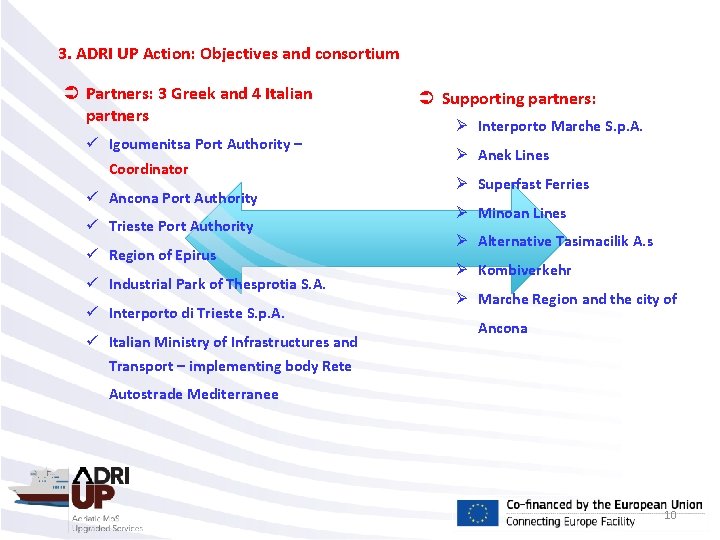 3. ADRI UP Action: Objectives and consortium Partners: 3 Greek and 4 Italian partners