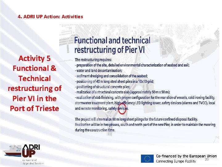 4. ADRI UP Action: Activities Activity 5 Functional & Technical restructuring of Pier VI