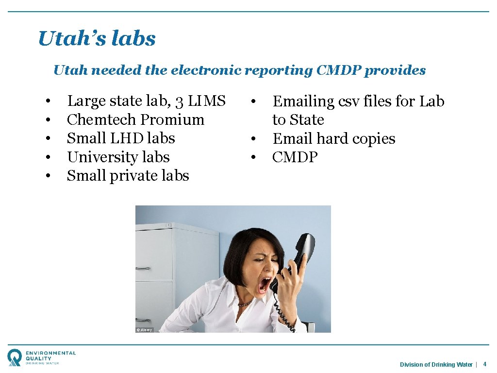 Utah’s labs Utah needed the electronic reporting CMDP provides • • • Large state