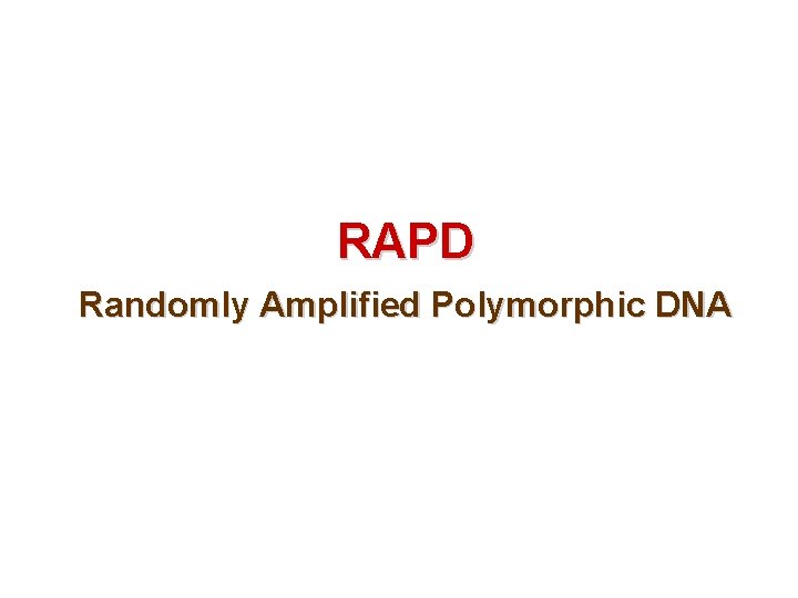 RAPD Randomly Amplified Polymorphic DNA 