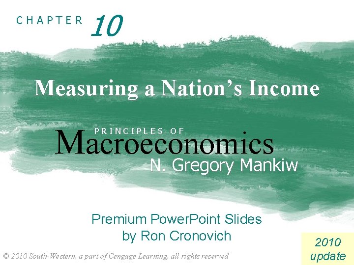 CHAPTER 10 Measuring a Nation’s Income Macroeconomics PRINCIPLES OF N. Gregory Mankiw Premium Power. CHAPTER 10 Measuring a Nation’s Income Macroeconomics PRINCIPLES OF N. Gregory Mankiw Premium Power.