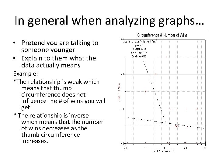 In general when analyzing graphs… • Pretend you are talking to someone younger •