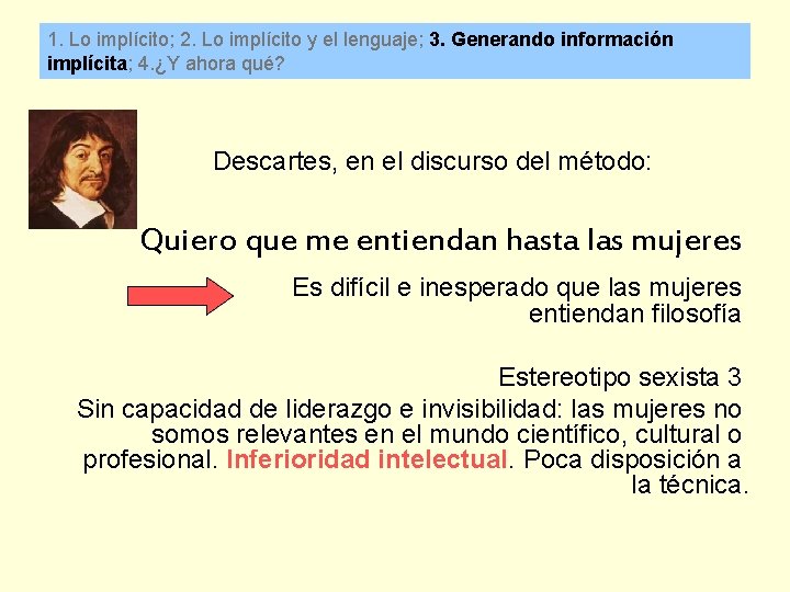 1. Lo implícito; 2. Lo implícito y el lenguaje; 3. Generando información implícita; 4.