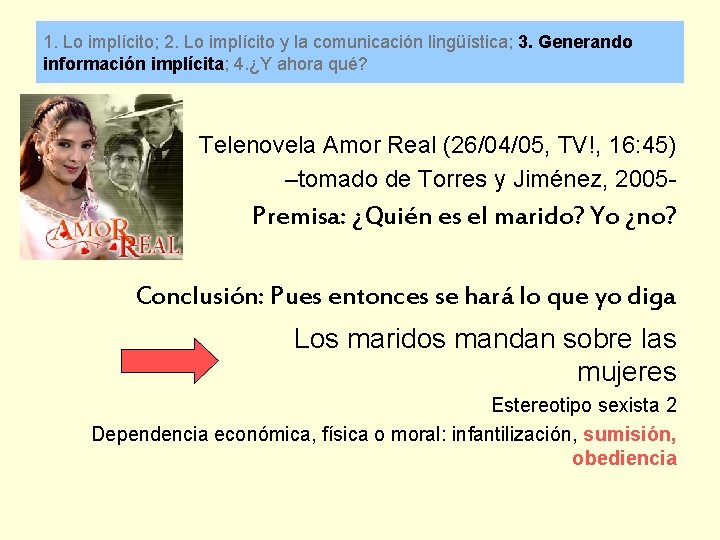 1. Lo implícito; 2. Lo implícito y la comunicación lingüística; 3. Generando información implícita;