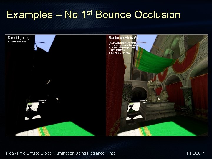 Examples – No 1 st Bounce Occlusion Real-Time Diffuse Global Illumination Using Radiance Hints